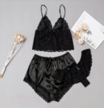 Satin and Lace Three Piece Sleepwear Set by My Secret Drawer® mysecretdrawer.co.uk 58