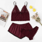 Satin and Lace Three Piece Sleepwear Set by My Secret Drawer® mysecretdrawer.co.uk 60