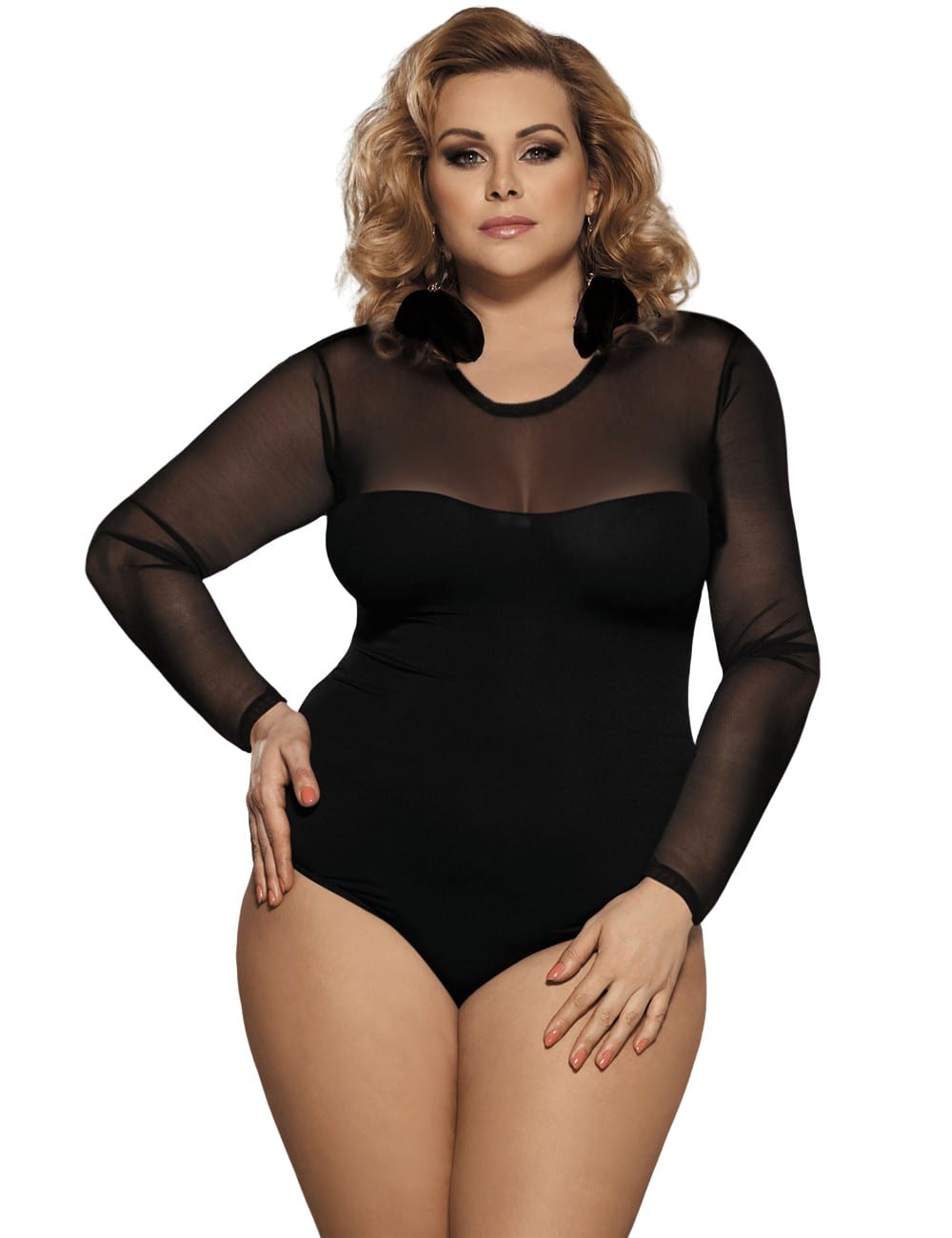 Black Sheer Long Sleeve Teddy by My Secret Drawer® mysecretdrawer.co.uk
