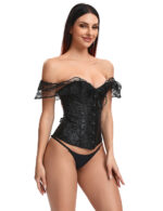 Elegant Black Off-Shoulder Lace Victorian Corset With Panties by My Secret Drawer® mysecretdrawer.co.uk 30