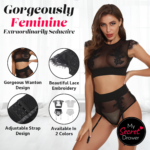 High Waisted Embroidery Bra, Garter Panty and Stockings Set by My Secret Drawer® mysecretdrawer.co.uk 67