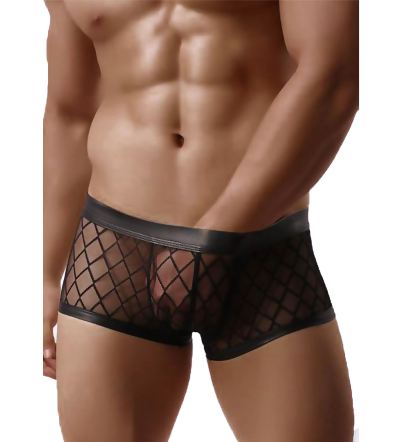 Men’s Faux-Leather Sheer Black Boxers – 2 pack by My Secret Drawer® mysecretdrawer.co.uk