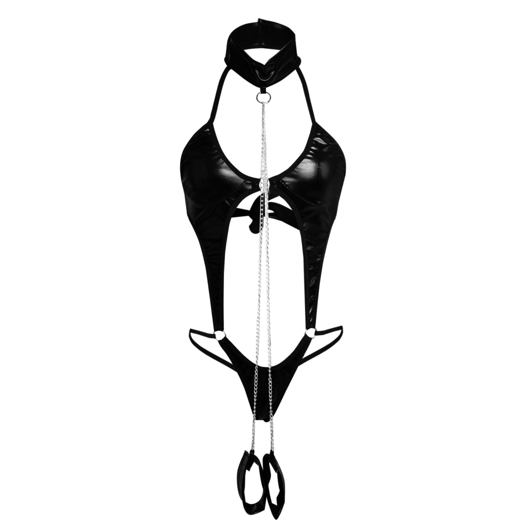 Temptation Leatherette Cut-Out Restraint Bodysuit by My Secret Drawer® mysecretdrawer.co.uk 22