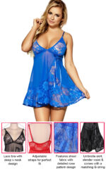 Floral Soft Lace Babydoll Chemise With Thong by My Secret Drawer® mysecretdrawer.co.uk 54