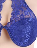 Lapis Blue Lace Rim Keyhole Design Padded Bra Set by My Secret Drawer® mysecretdrawer.co.uk 34