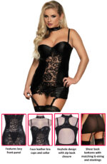 Commanding Black Faux Leather Collared Chemise by My Secret Drawer® mysecretdrawer.co.uk 27