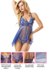 Blue Sheer Mesh Babydoll Lingerie With G String by My Secret Drawer® mysecretdrawer.co.uk 28