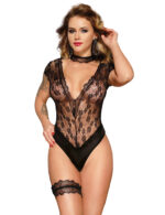 Black Floral Eyelash Lace and Faux Leather Teddy by My Secret Drawer® mysecretdrawer.co.uk 31