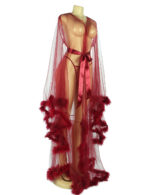 Sheer Bell Sleeve Feather Trimmed Gown by My Secret Drawer® mysecretdrawer.co.uk 61