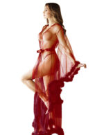 Sheer Bell Sleeve Feather Trimmed Gown by My Secret Drawer® mysecretdrawer.co.uk 56